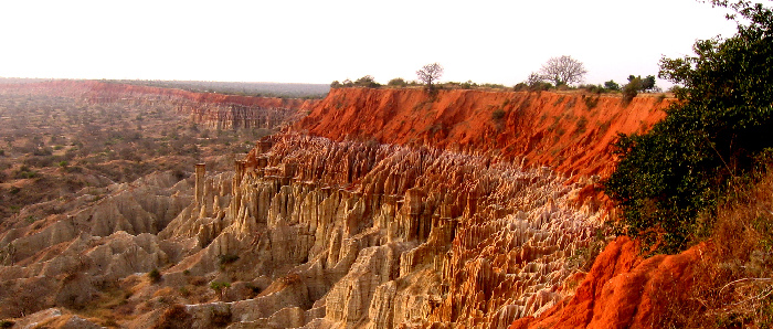 Erosion created cliffs at Miradouro da Lua.
